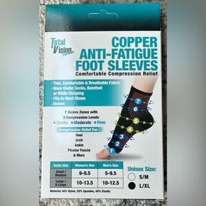 🛍️Copper Anti-Fatigue Foot Sleeves - Black L/XL One Pair NWT